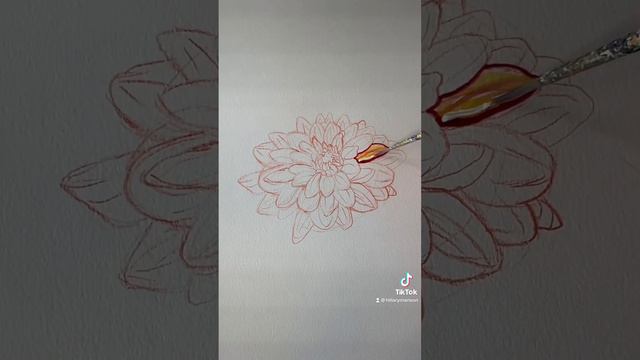 Painting a dahlia flower in gouache! 🌸🎨 смотреть онлайн
