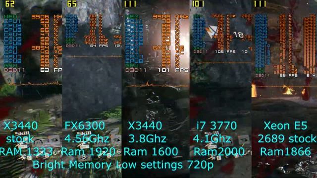 Bright Memory Episode 1 X3440 vs FX6300@4.5 vs X3440@3.8 vs i7 3770@4.1 vs Xeon E5 2689 (GTX 970) смотреть онлайн