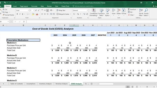 Online Pharmacy Excel Financial Model смотреть онлайн