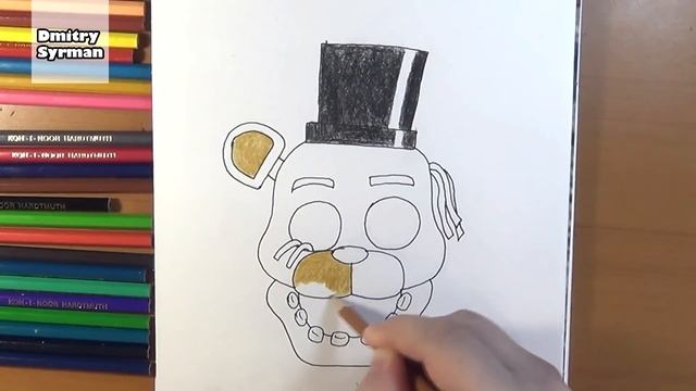 How To Draw Golden Freddy, FNAF, Как нарисовать Голден Фредди