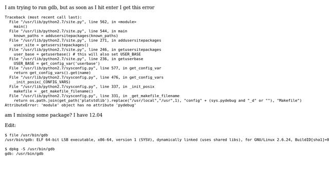 Ubuntu: gdb cannot run due to python error смотреть онлайн