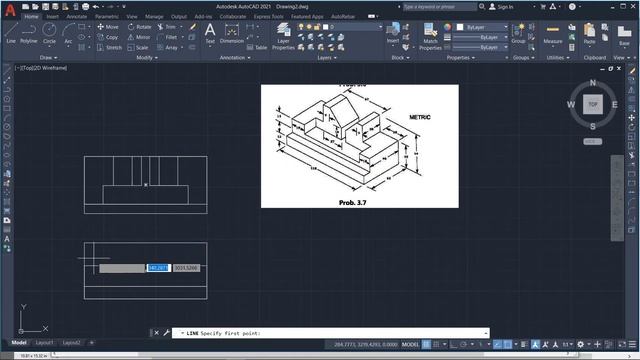 AutoCAD Orthographic Projection Example 2 Multi View Drawing смотреть онлайн