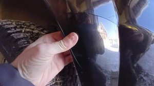 Плотный сугроб и трещина на бампере.УАЗ-Патриот.