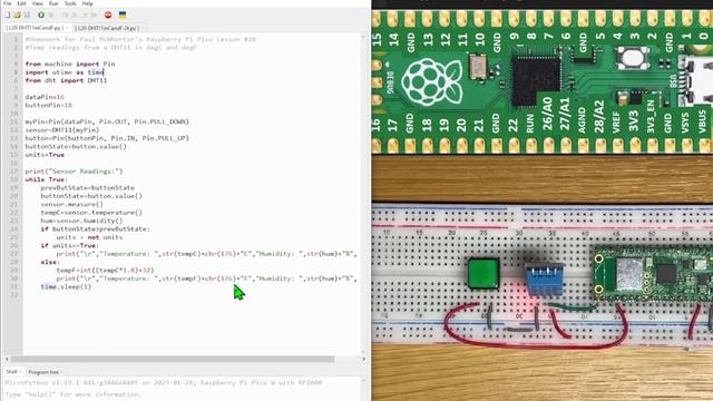 Temperature & Humidity readings from a DHT11 sensor on RPi Pico W смотреть онлайн