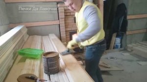 покрытие маслом имитации бруса - первый ☝ слой после шлифовки❤