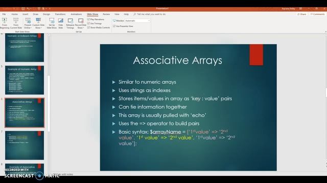 Numeric and Associative Arrays Presentation смотреть онлайн