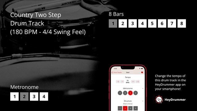 Country Two Step Drum Track (180 BPM - 4/4 Swing Feel) смотреть онлайн