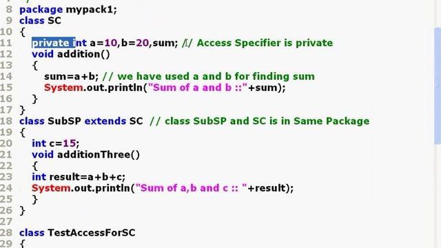 Java Programming -- Part 23 -- Access Specifier for Sub Class in Same Package смотреть онлайн