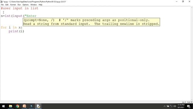 User Input in List| Lecture-34| Eval() function| using append() function|Traversal смотреть онлайн