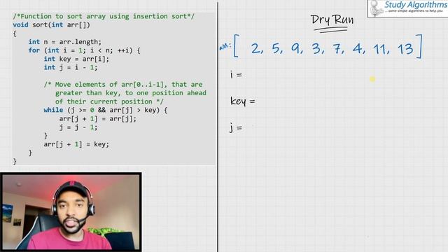 Insertion Sort visualized with examples and code | Study Algorithms смотреть онлайн