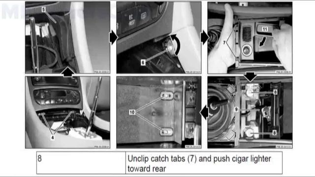 Remove/ install center console on C-Class (W203) смотреть онлайн