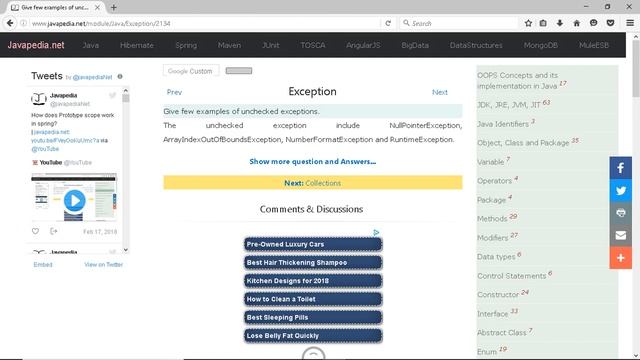 Give few examples of unchecked exceptions.
| javapedia.net смотреть онлайн