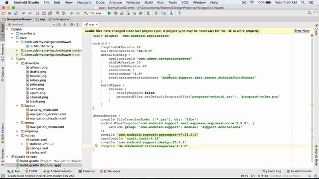 22. Customize the Navigation Drawer (circular image) Part 1 смотреть онлайн