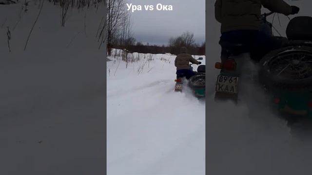 урал с двигателем от оки, зимние покатушки. смотреть онлайн