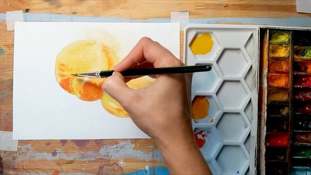 Акварель для начинающих - Как нарисовать персик акварелью поэтапно смотреть онлайн