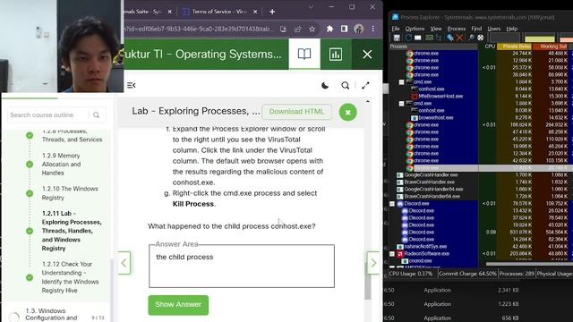 1.2.11 Lab - Exploring Processes, Threads, Handles, and Windows Registry смотреть онлайн