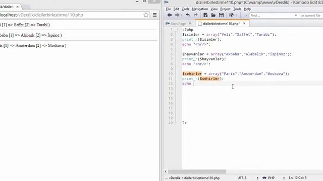 dizileri birleştirme PHP array_merge(); смотреть онлайн