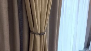 Шторы трехрядные и римская штора с тюлем