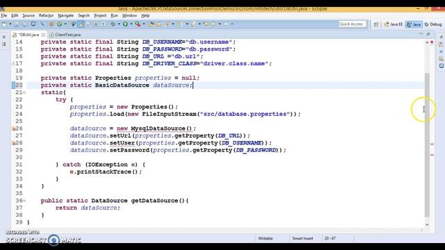 42.DBCP Connection Pooling Example смотреть онлайн