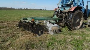 МТЗ 80 дискует целину под пахоту весной!