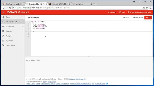 Oracle Live: Executando comandos DDL смотреть онлайн