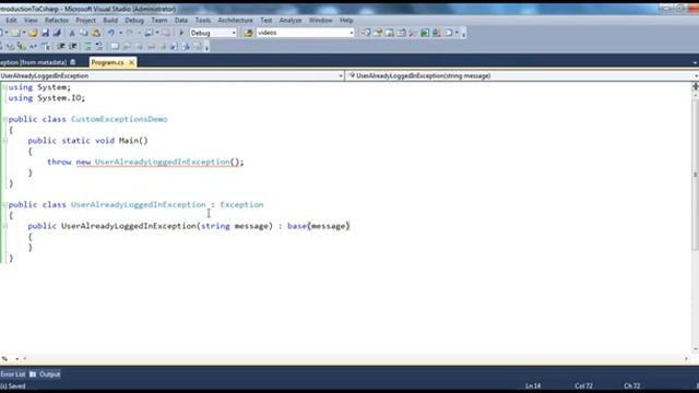 Part 42 C# Tutorial Custom Exceptions in C# смотреть онлайн