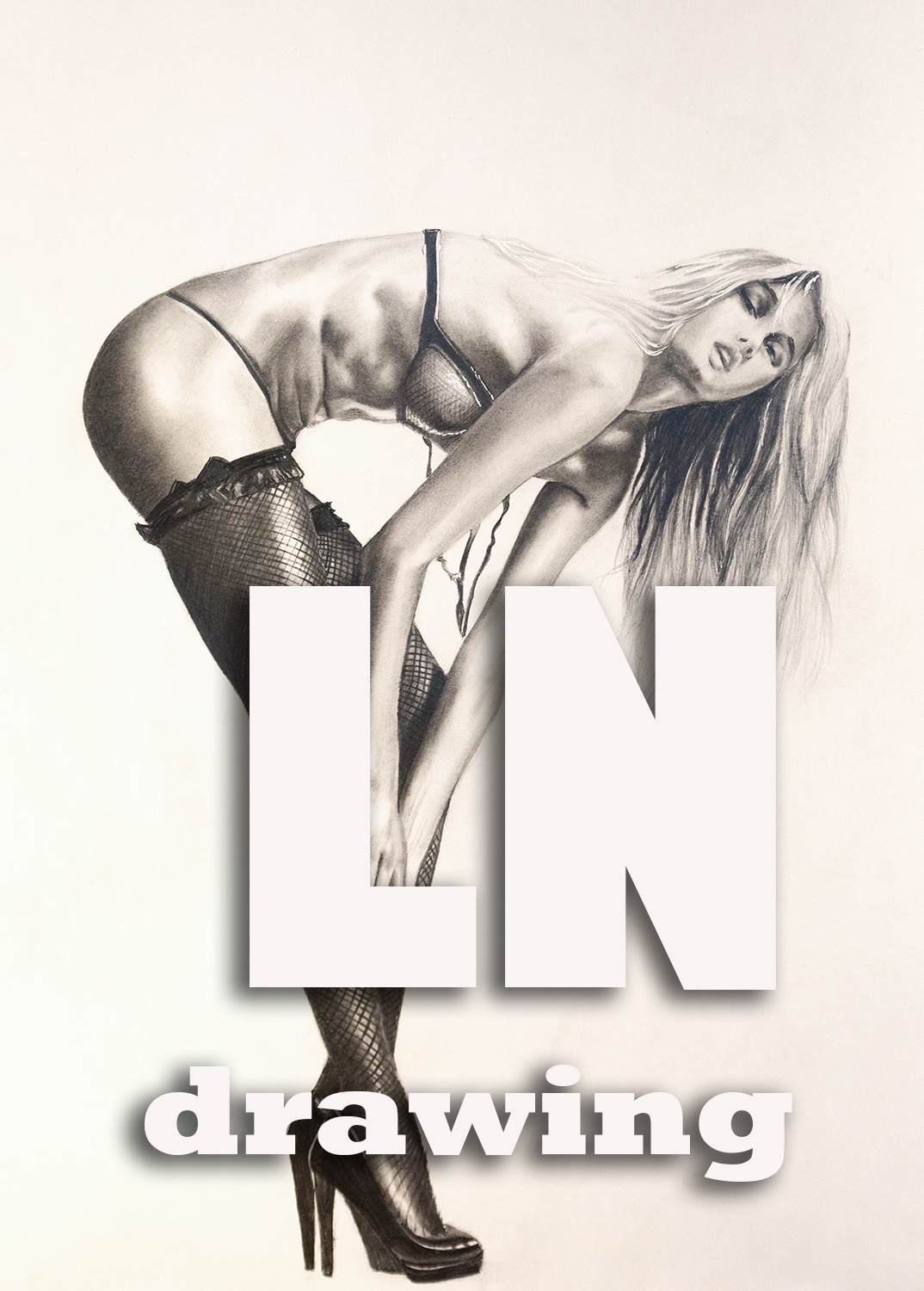 Pencil drawing of a model posing смотреть онлайн