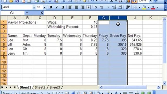 Excel 2003 Tutorial Hiding and Unhiding Columns and Rows Microsoft Training Lesson 6.4 смотреть онлайн