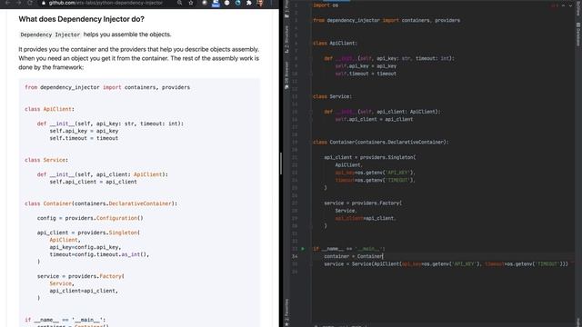 Dependency injection в Python простыми словами / Dependency Injector смотреть онлайн