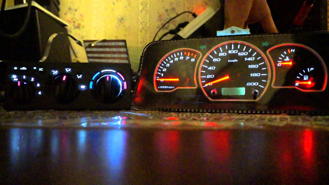 Пересвет приборки, и климата Daewoo Nexia N150(слепая панель) смотреть онлайн