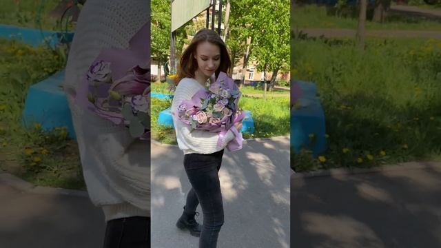 Букет Винтаж с розой Мента #букет #роза #цветымосква смотреть онлайн