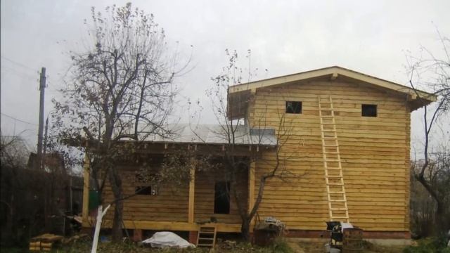 Строительство деревянного дома 7,35х11,70 проект Брусовой смотреть онлайн