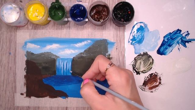 Как нарисовать водопад гуашью смотреть онлайн