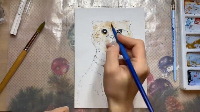 Как нарисовать кота. Кот акварелью. Скетчинг для новичков. Акварель. смотреть онлайн