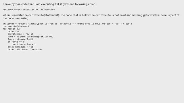 GIS: python sqlite giving errors смотреть онлайн