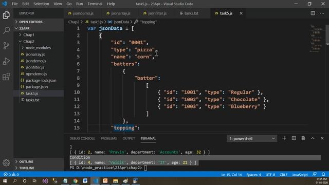 Json task in Node js смотреть онлайн