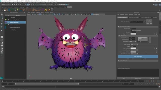 Ornatrix for Maya 101: Furry bat setup with Surface Comb, Length, and mapping смотреть онлайн