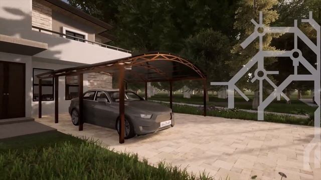 Навес для двух авто из поликарбоната 6 на 6,3 смотреть онлайн