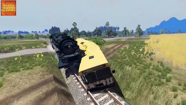 Steam Train railroad crossing Crashes BeamNG Drive смотреть онлайн
