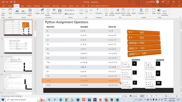 Class 7 | Python Operators | AND, OR, XOR, Left and Right shift Operators смотреть онлайн