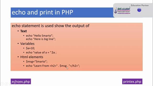 19 Echo And Print In PHP Part One смотреть онлайн