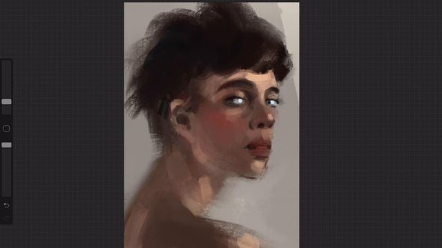 Рисую фэшн портрет брюнетки с короткой стрижкой по фото референсу на iPad Pro в Procreate, процесс смотреть онлайн