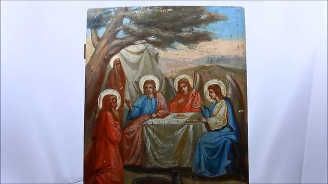 Икона модерн: Старинная икона Троица Ветхозаветная OFD0059