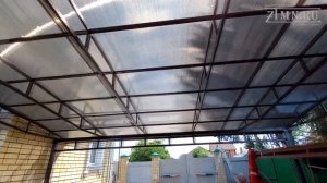 Односкатные навесы во дворах частных домов.  Модель №3 нашего производства.