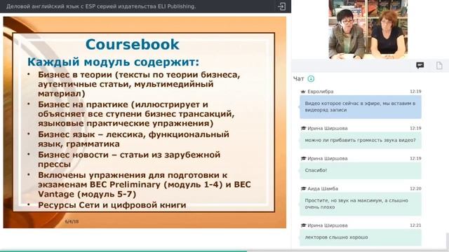 Вебинар: "Деловой английский язык с ESP серией издательства "ELI Publishing". смотреть онлайн