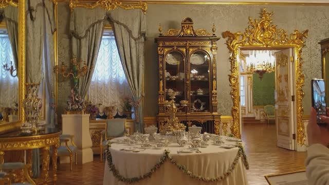 Как цари жили! Царская семейная гостиная (голубая).Большой Петергофский дворец. #Peterhof #museum 4K