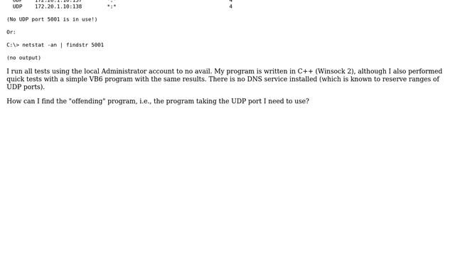 DevOps & SysAdmins: UDP port appears to be in use but is not shown in netstat or TCPView смотреть онлайн