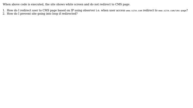 Magento: Magento 2.2.2 - Redirect user to CMS page based on IP using Observer смотреть онлайн