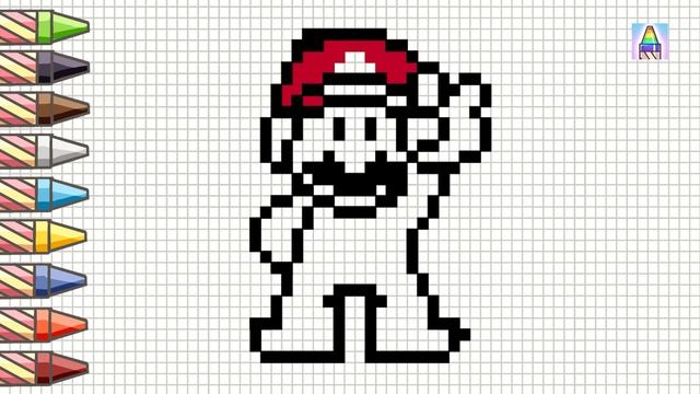 Pixel Art | Как нарисовать МАРИО по клеточкам | Рисунки по клеточкам | Coloring Kids смотреть онлайн