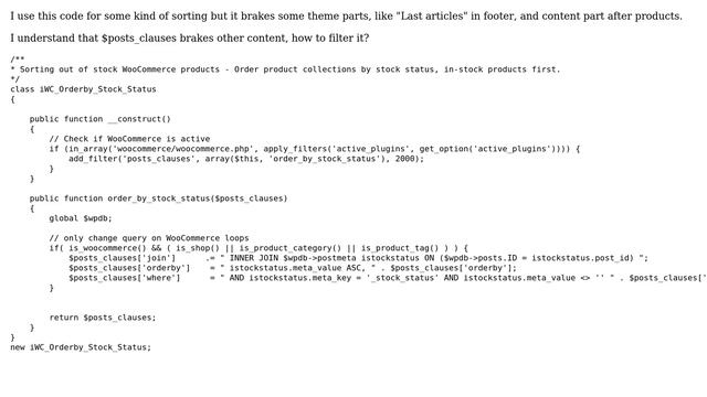 Wordpress: Applying $posts_clauses filter to specific queries only смотреть онлайн